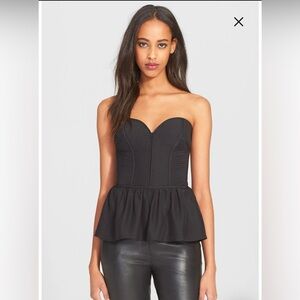 Parker Black Peplum Bustier Top Size L